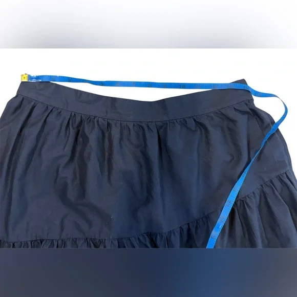 Merlette Tiered Wrap Skirt Size 6 Navy Cotton Poplin Midi Boho - Picture 8 of 11